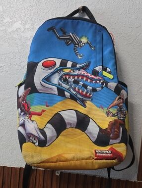Sprayground Blue Yellow Black Graphic Kids Backpack